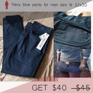 Navy blue pants for men  slim fit 32x30